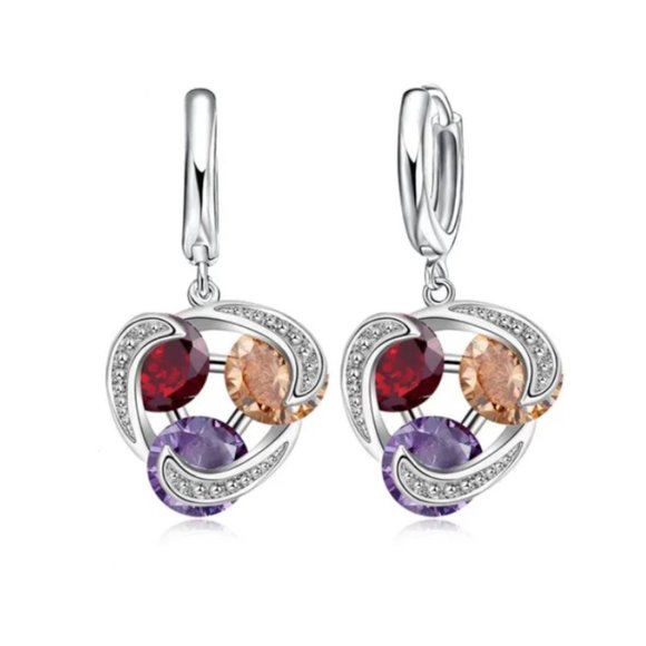 Flower Multi Necklace Pendant Earrings 925 Sterling Silver Set Gift - Picture 7 of 7